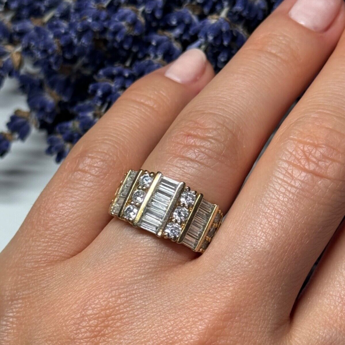 925 Sterling Silver Gold Plated CZ Ring Size 6