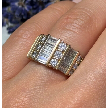 925 Sterling Silver Gold Plated CZ Ring Size 6