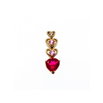 10K YELLOW GOLD RUBY, MORGANITE & DIAMOND HEART PENDANT
