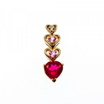 10K Yellow Gold Ruby, Morganite & Diamond Heart Pendant