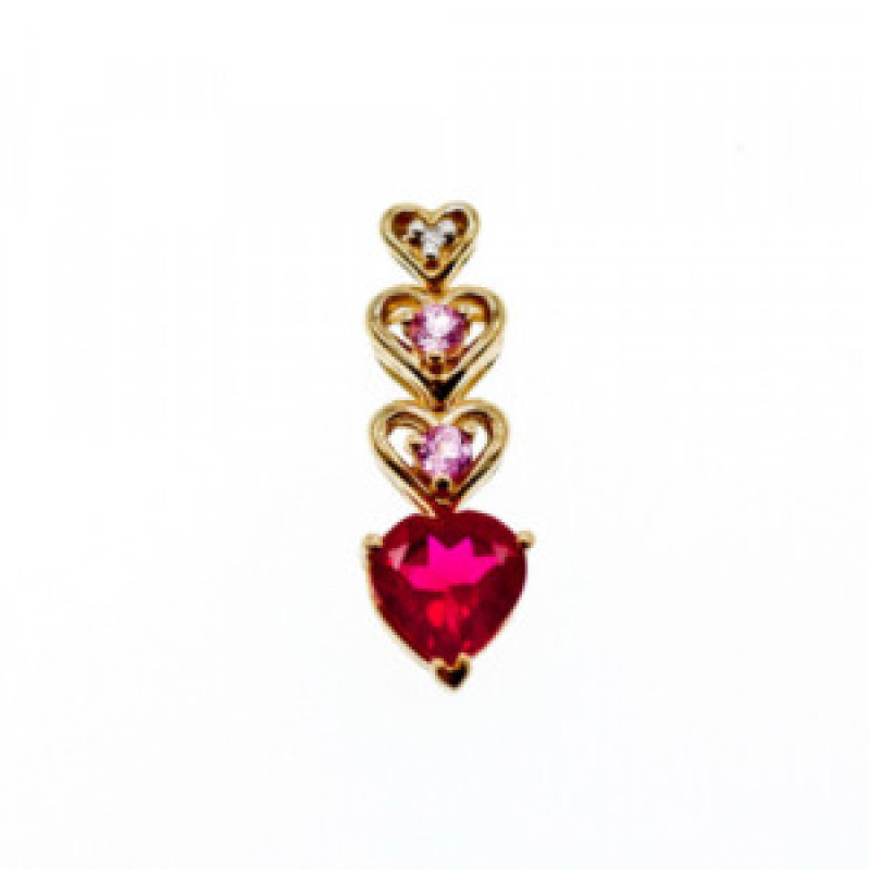 10K Yellow Gold Ruby, Morganite & Diamond Heart Pendant