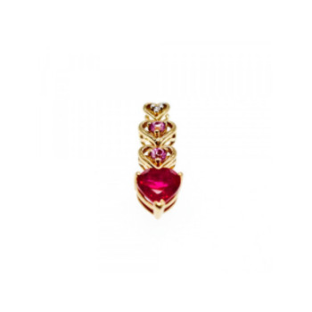 10K YELLOW GOLD RUBY, MORGANITE & DIAMOND HEART PENDANT