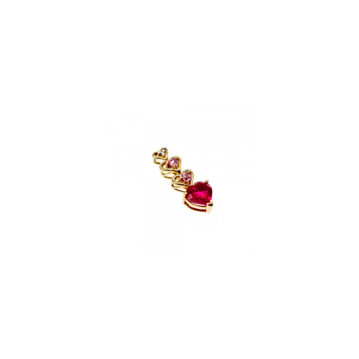 10K YELLOW GOLD RUBY, MORGANITE & DIAMOND HEART PENDANT