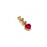 10K YELLOW GOLD RUBY, MORGANITE & DIAMOND HEART PENDANT