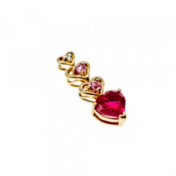 10K Yellow Gold Ruby, Morganite & Diamond Heart Pendant