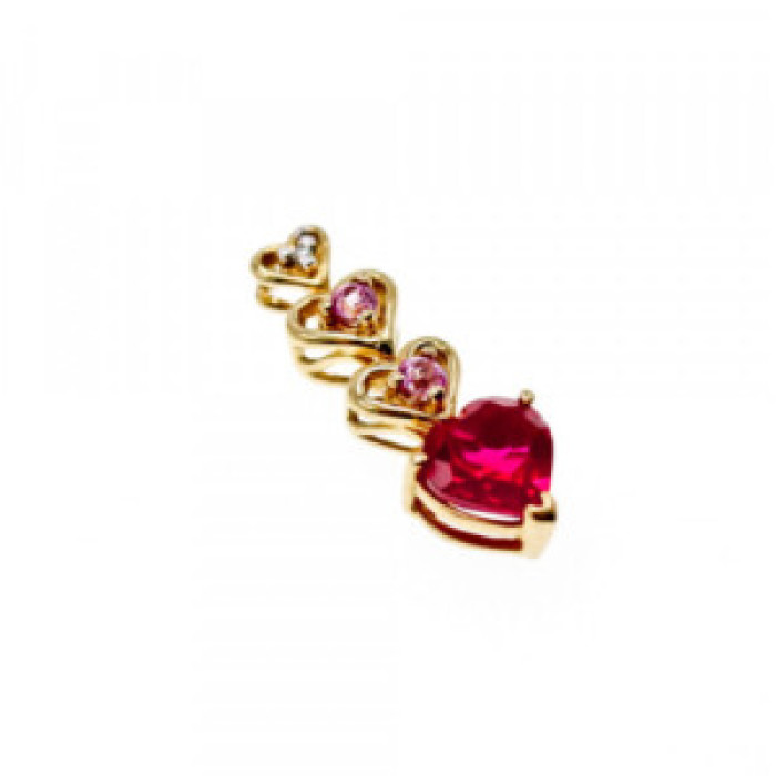 10K Yellow Gold Ruby, Morganite & Diamond Heart Pendant