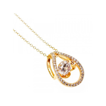 925 STERLING SILVER GOLD PLATED  CZ CHAIN WITH PENDANT ITALY