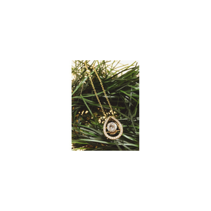 925 STERLING SILVER GOLD PLATED  CZ CHAIN WITH PENDANT ITALY