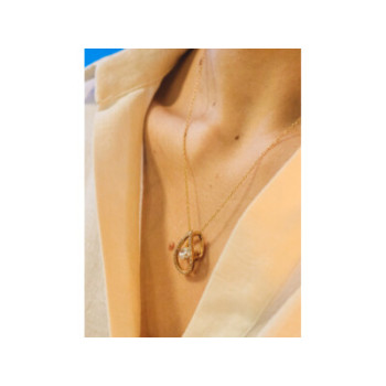 925 STERLING SILVER GOLD PLATED  CZ CHAIN WITH PENDANT ITALY