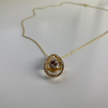 925 Sterling Silver Gold Plated CZ Chain With Pendant Italy