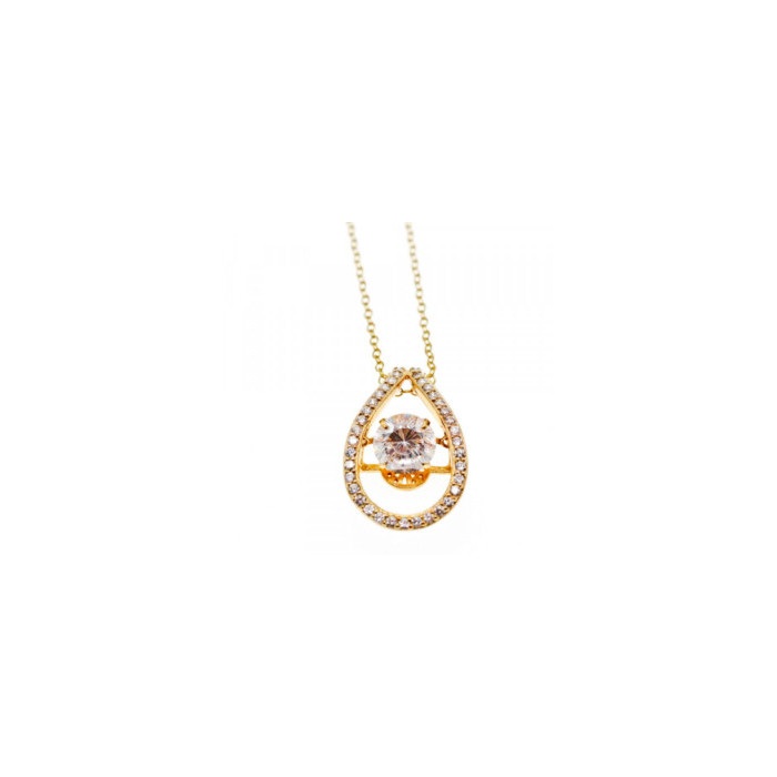 925 STERLING SILVER GOLD PLATED  CZ CHAIN WITH PENDANT ITALY