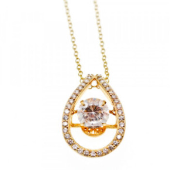 925 Sterling Silver Gold Plated CZ Chain With Pendant Italy