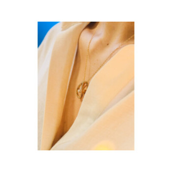 925 STERLING SILVER GOLD PLATED  CZ CHAIN WITH PENDANT ITALY