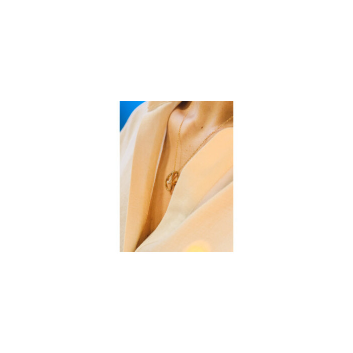 925 STERLING SILVER GOLD PLATED  CZ CHAIN WITH PENDANT ITALY