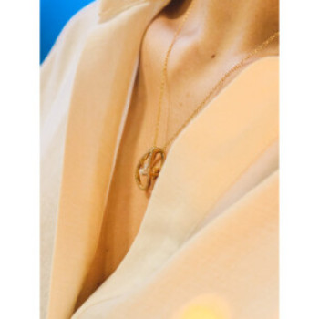 925 Sterling Silver Gold Plated CZ Chain With Pendant Italy