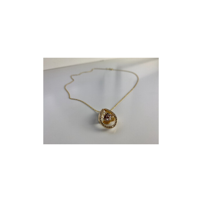 925 STERLING SILVER GOLD PLATED  CZ CHAIN WITH PENDANT ITALY