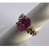 925 Sterling Silver & Pink CZ Ring Beauty Size 4.5