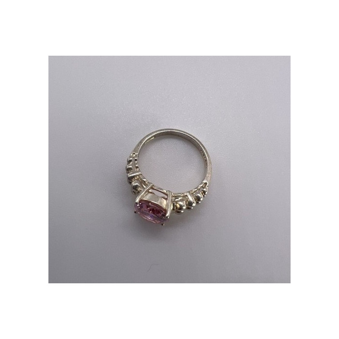 925 Sterling Silver & Pink CZ Ring Beauty Size 4.5