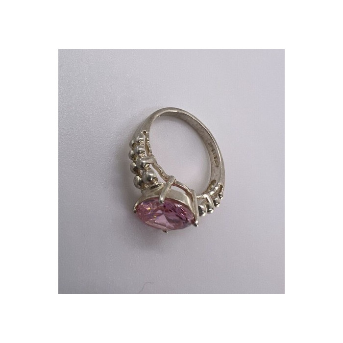 925 Sterling Silver & Pink CZ Ring Beauty Size 4.5