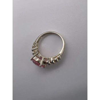 925 Sterling Silver & Pink CZ Ring Beauty Size 4.5