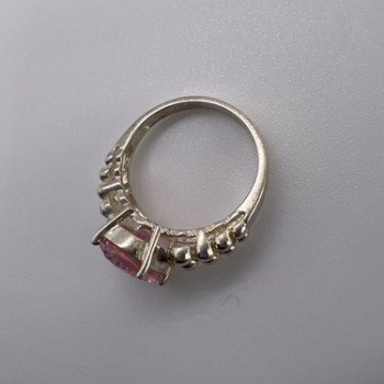 925 Sterling Silver Pink CZ Ring Size 4.5