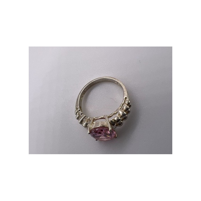 925 Sterling Silver & Pink CZ Ring Beauty Size 4.5