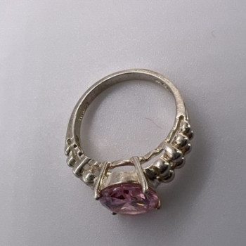 925 Sterling Silver Pink CZ Ring Size 4.5