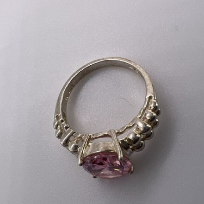 925 Sterling Silver Pink CZ Ring Size 4.5