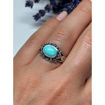 925 Sterling Silver Turquoise Ring Size 6