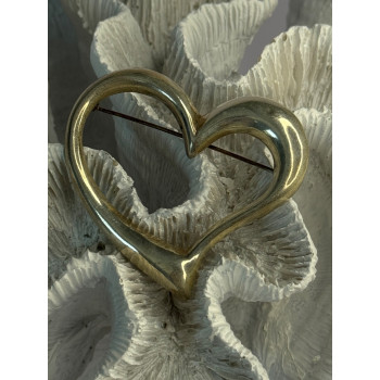 925 Sterling Silver Heart Brooch Length 1.90 inch