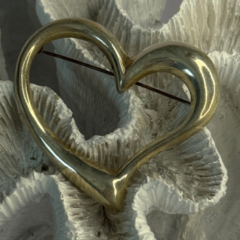 925 Sterling Silver Heart Brooch Length 1.90 Inch