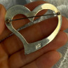 925 Sterling Silver Heart Brooch Length 1.90 Inch