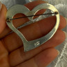 925 Sterling Silver Heart Brooch Length 1.90 Inch