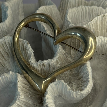 925 Sterling Silver Heart Brooch Length 1.90 Inch