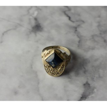 925 Sterling Silver Sodalite & Marcasites Ring Size 6