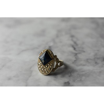 925 Sterling Silver Sodalite & Marcasites Ring Size 6