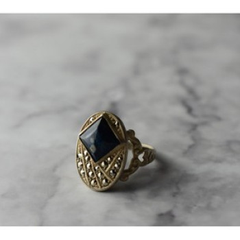 925 Sterling Silver Sodalite & Marcasites Ring Size 6