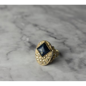 925 Sterling Silver Sodalite & Marcasites Ring Size 6