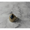 925 Sterling Silver Sodalite & Marcasites Ring Size 6