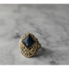 925 Sterling Silver Sodalite & Marcasites Ring Size 6
