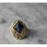 925 Sterling Silver Sodalite & Marcasites Ring Size 6