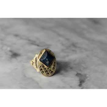 925 Sterling Silver Sodalite & Marcasites Ring Size 6