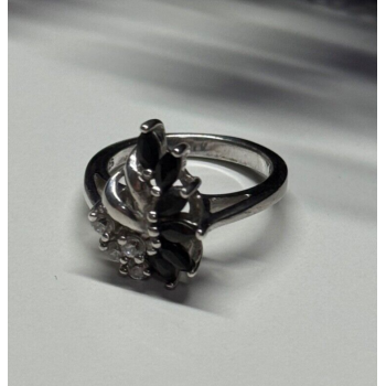 925 Sterling Silver Sapphire & Beryl Ring Size 4.5