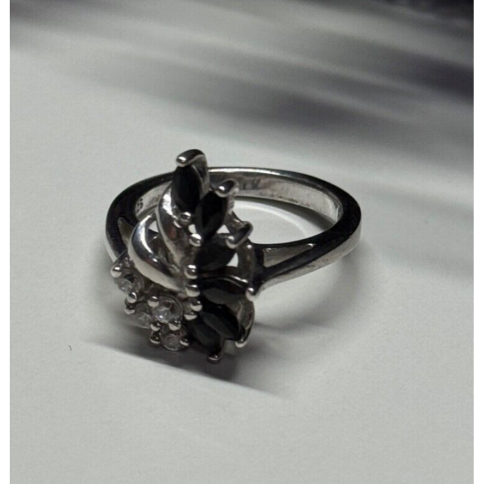 925 Sterling Silver Sapphire & Beryl Ring Size 4.5