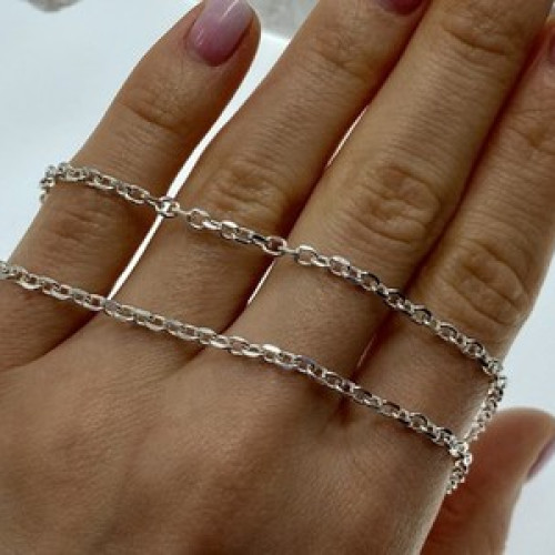 925 Sterling Silver Chain Necklace Italy 18.1 In