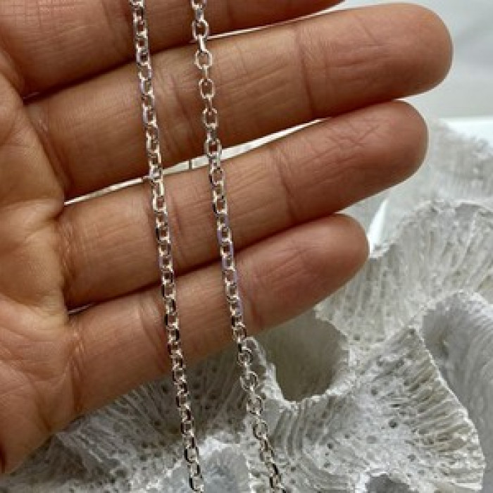 925 Sterling Silver Chain Necklace Italy 18.1 In