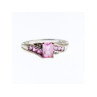 10K WHITE GOLD  PINK TOPAZ & DIAMONDS RING SIZE 7
