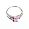 10K White Gold Pink Topaz & Diamonds Ring Size 7