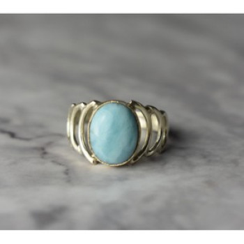 925 Sterling Silver Larimar Ring Size 7