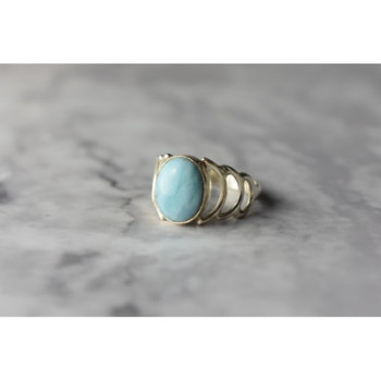 925 Sterling Silver Larimar Ring Size 7